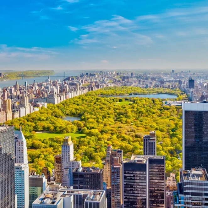 New york city manhattan skyline aerial view with street and skyscrapers | Premium AI-generated image
