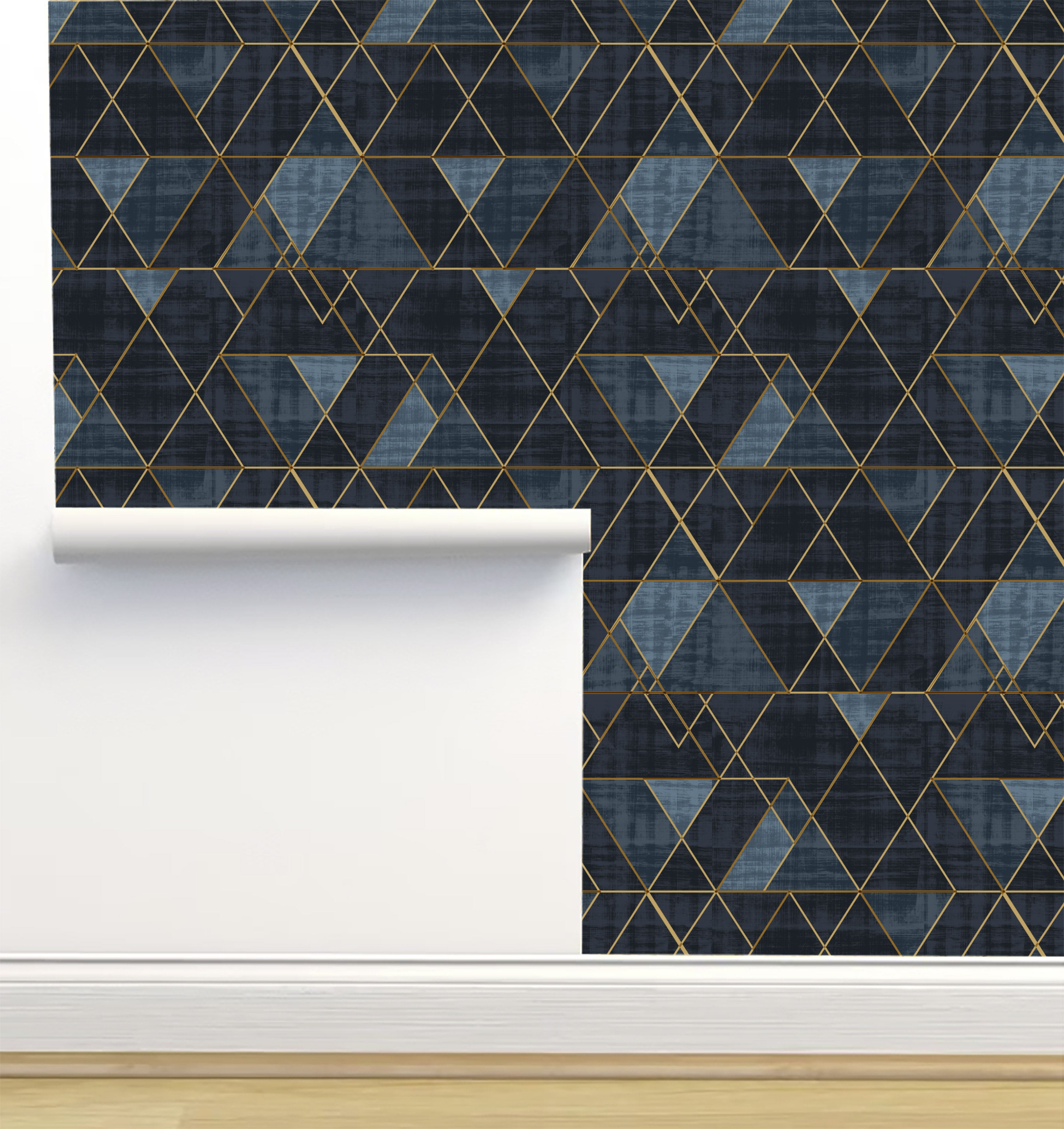 Mod Triangles Indigo Wallpaper by Crystal W Limitless Walls