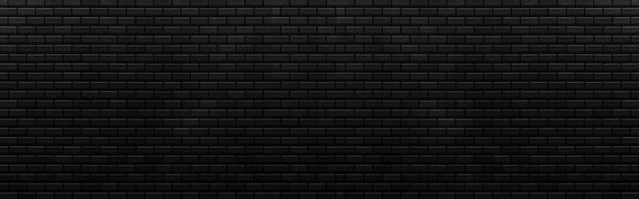 Panorama Of Black Brick Stone Wall Seamless Background And Texture Wal