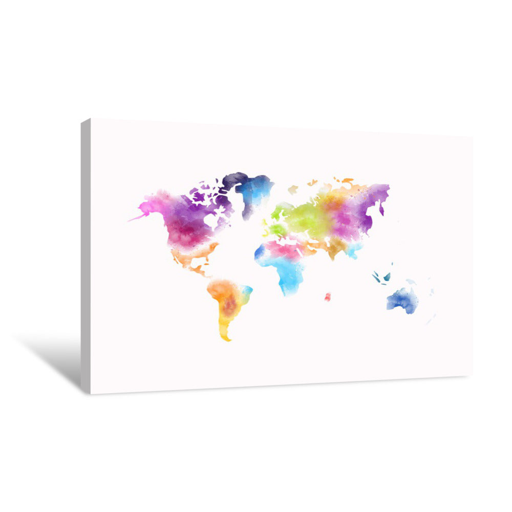 Colorful Watercolor World Map Painting Isolated On White Canvas Print