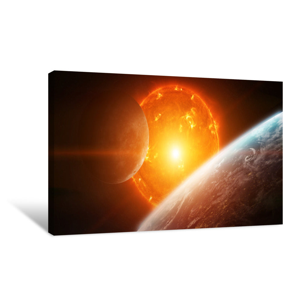 Exploding Sun In Space Close To Planet Canvas Print
