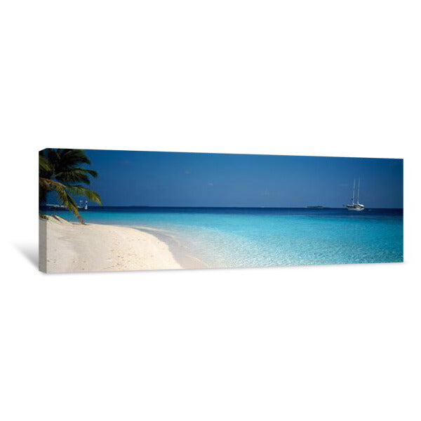 Beach & Boat Scene The Maldives Canvas Print