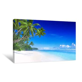 Canvas Prints Tropical Beach on Vintage Wood Background 24" x 36" 