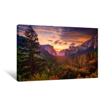 Autumn Landscape in the Mountains at Sunrise Nature Beauty 24" x 48" Canvas 