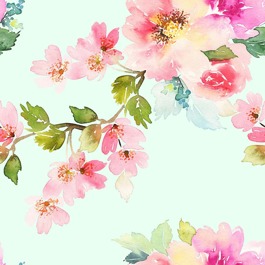 Colorful Painted Flowers Wall Murals and Colorful Painted Flowers