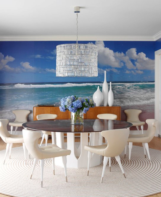 Ocean Wallpaper Mural in a dinning room.