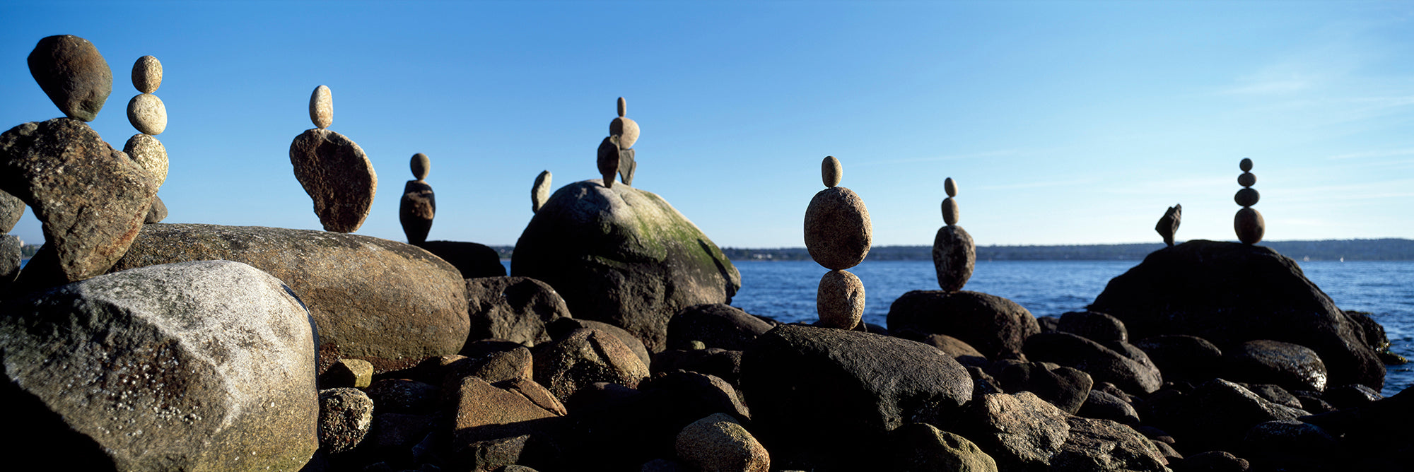 Stacked Rocks On The Beach, Stanley Park, Vancouver, British Columbia,