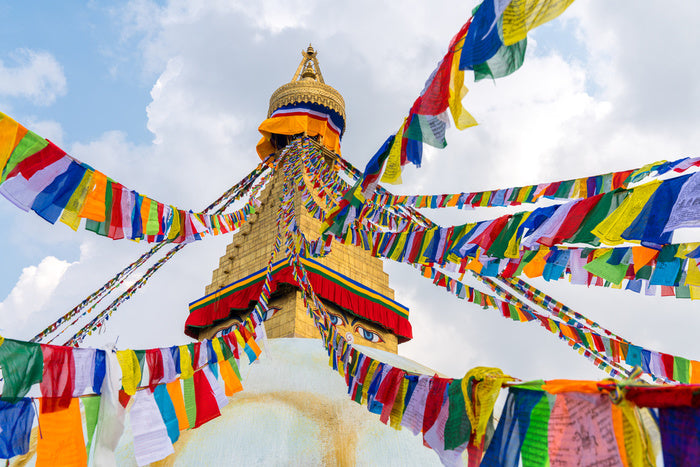 Boudhanath Stupa And Prayer Flags In Kathmandu Wall Mural