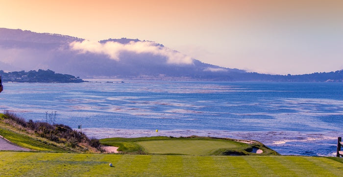 Golden Hour at Pebble Beach Golf Course Wall Mural