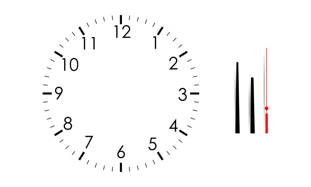 Blank Clock Face Mock Up With Hour, Minute And Second Hands, Isolated