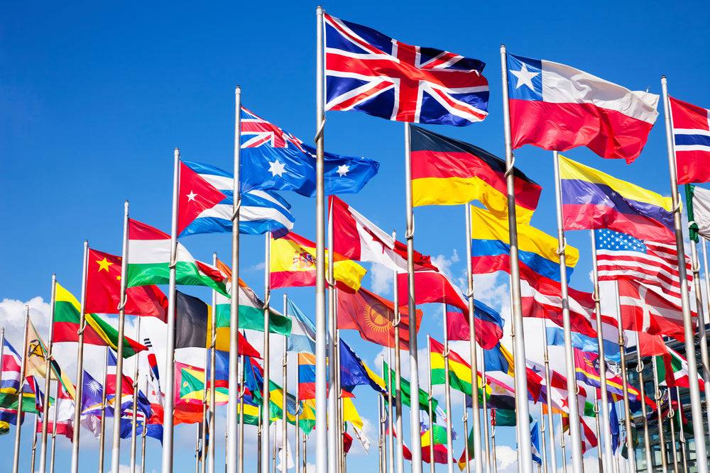 United Nations Flags ,Group Of Flags Of Many Different Nations Against
