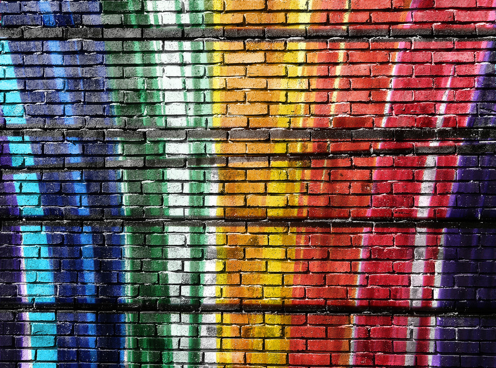 Rainbow Painted Brick Wall Wall Mural