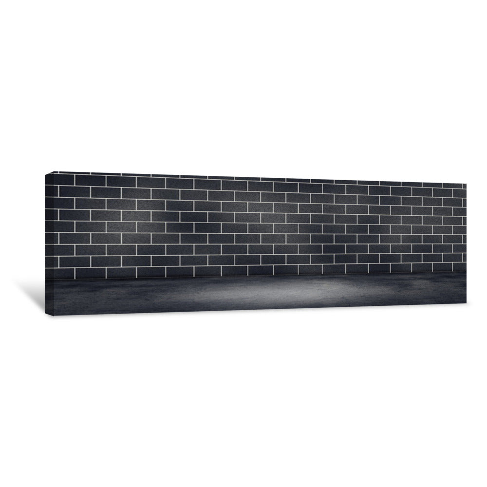 Studio Dark Room Black Brick Wall And Spotlight For Product Showing An