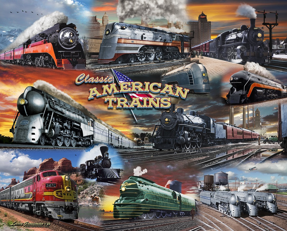 Collage of Trains Wall Mural by Larry Grossman
