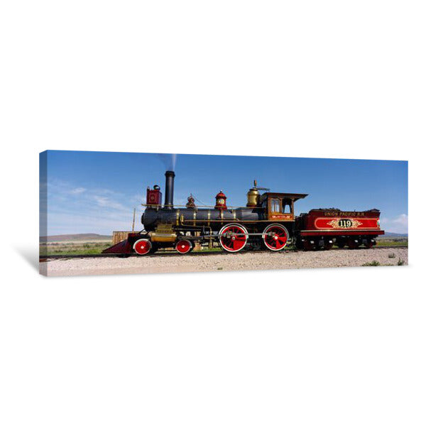 Train Engine On A Railroad Track, Locomotive 119, Golden Spike Nationa
